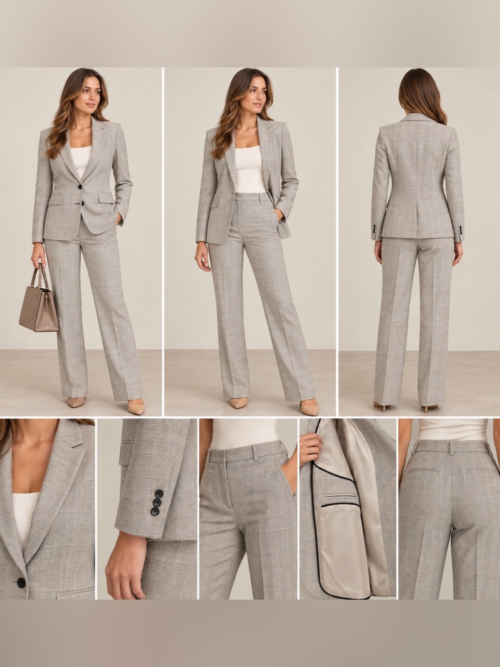 Tailored Cream Women's Suit Jacket & Pants Set